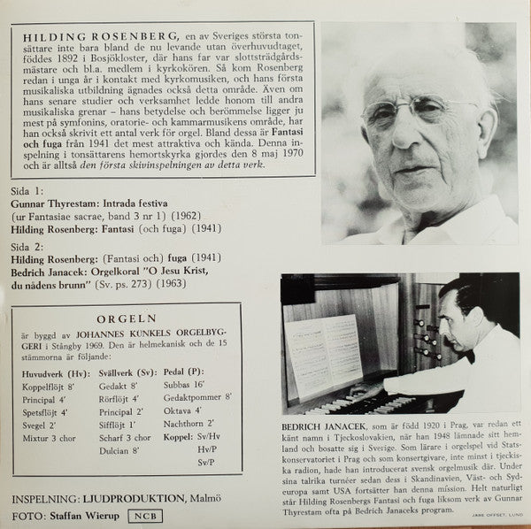 Hilding Rosenberg, Bedrich Janáček : Fantasi Och Fuga (7", EP, Mono)