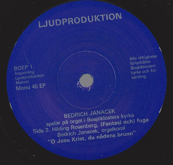 Hilding Rosenberg, Bedrich Janáček : Fantasi Och Fuga (7", EP, Mono)
