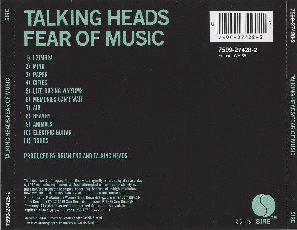 Talking Heads : Fear Of Music (CD, Album, RE)