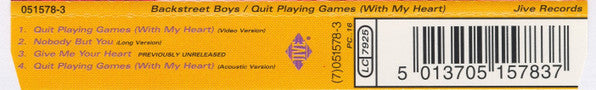 Backstreet Boys : Quit Playing Games (With My Heart) (CD, Maxi)
