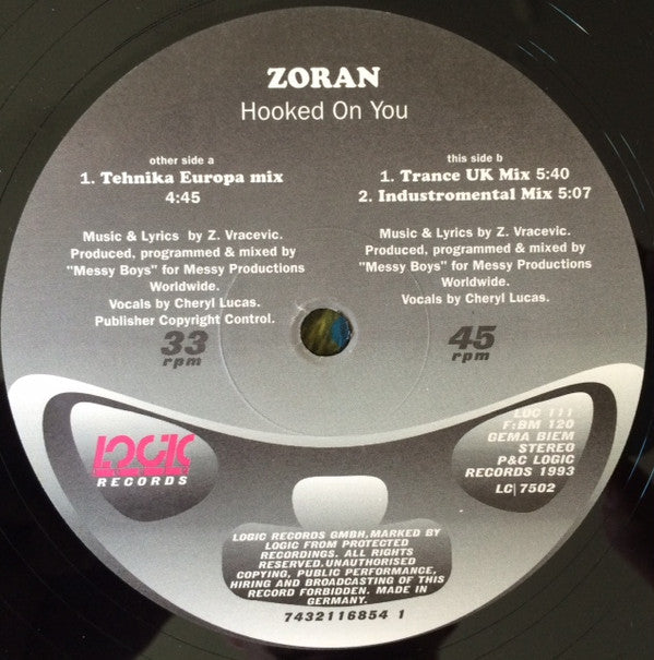 Zoran : Hooked On You (12")