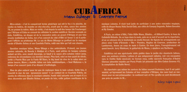 El Cuarteto Patria & Manu Dibango : CubAfrica (CD, Album)