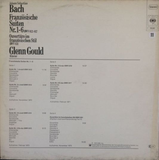 Glenn Gould - Johann Sebastian Bach : Französische Suiten Nr. 1-6 BWV 812-817; Ouvertüre Im Französischen Stil BWV 831 (2xLP, Comp, Gat)