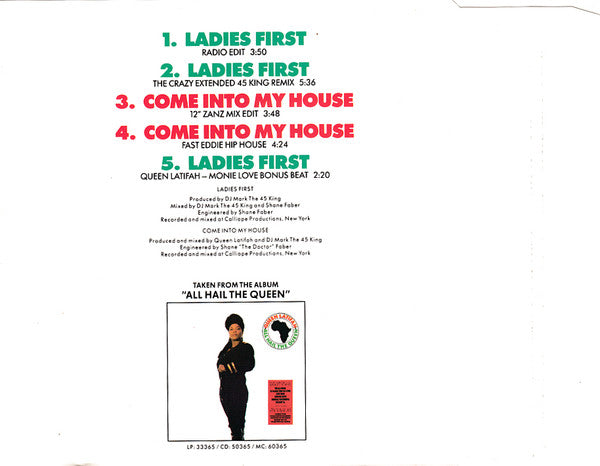 Queen Latifah Featuring Monie Love : Ladies First / Come Into My House (CD, Maxi)