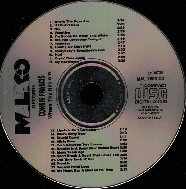 Connie Francis : Where The Hits Are (CD, Comp, Club)