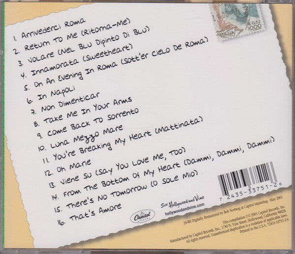 Dean Martin : Italian Love Songs (CD, Comp, RM)