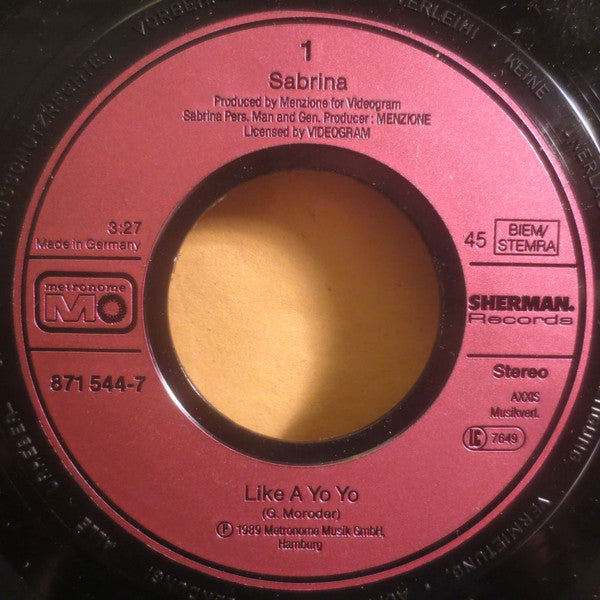 Sabrina : Like A Yo Yo (7", Single)