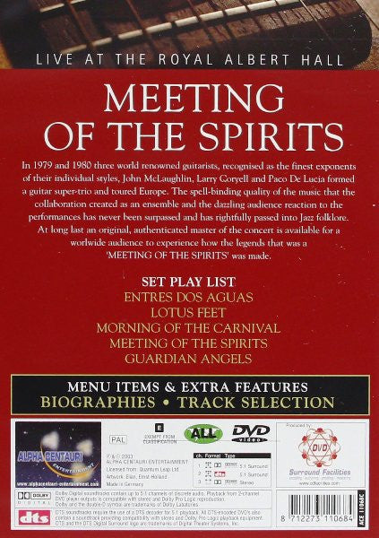 Larry Coryell, John McLaughlin, Paco De Lucía : Meeting Of The Spirits Live At The Royal Albert Hall, 1979 (DVD-V, PAL)