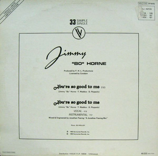 Jimmy "Bo" Horne : You're So Good To Me (12", Single, Ltd)