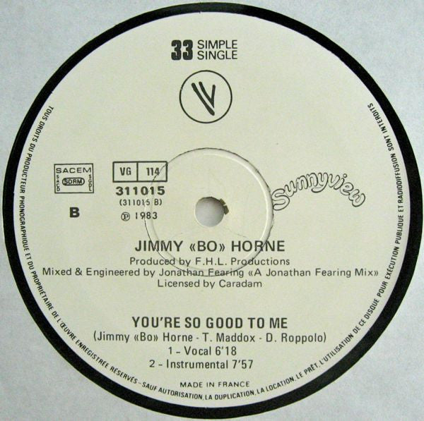 Jimmy "Bo" Horne : You're So Good To Me (12", Single, Ltd)