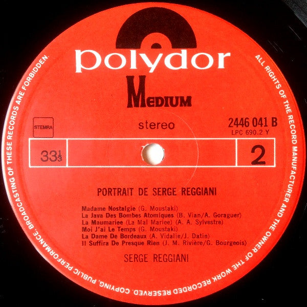 Serge Reggiani : Portrait De Serge Reggiani (LP, Album)