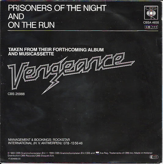 Vengeance (3) : Prisoners Of The Night (7", Single)