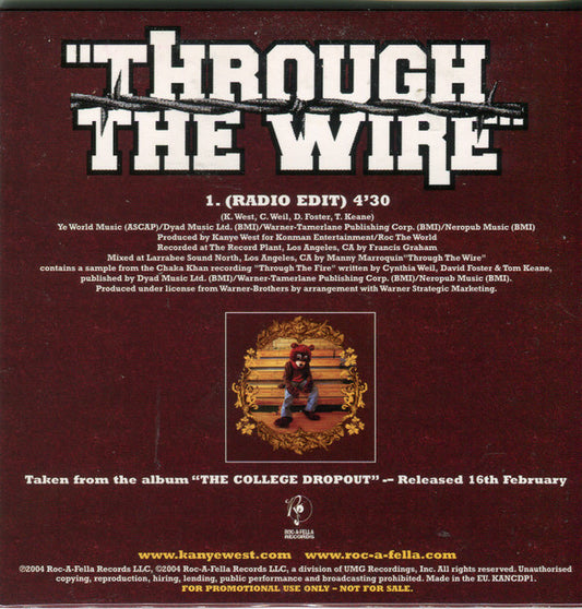 Kanye West : Through The Wire (CD, Single, Promo, Car)