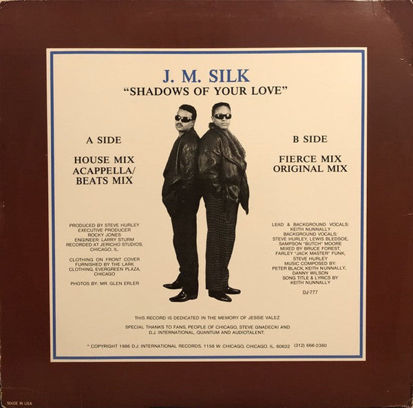 J.M. Silk : Shadows Of Your Love (12", Single, Pic)