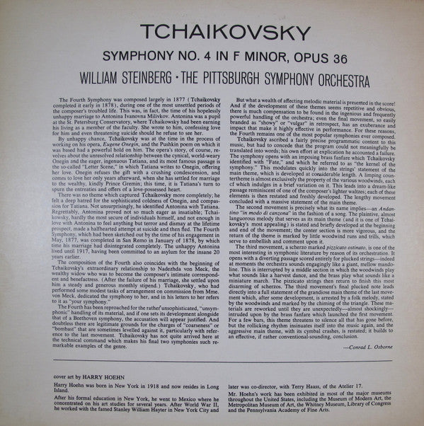 Pyotr Ilyich Tchaikovsky - William Steinberg - Pittsburgh Symphony Orchestra : Symphony No. 4 In F Minor, Opus 36 (LP, Album, RE)