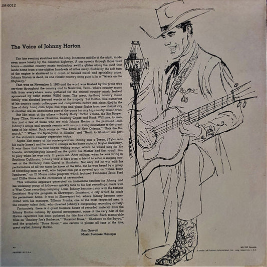 Johnny Horton : The Voice Of Johnny Horton (LP, Comp, Mono)