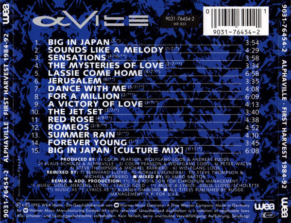 Alphaville : First Harvest 1984-92 (CD, Comp, RE)