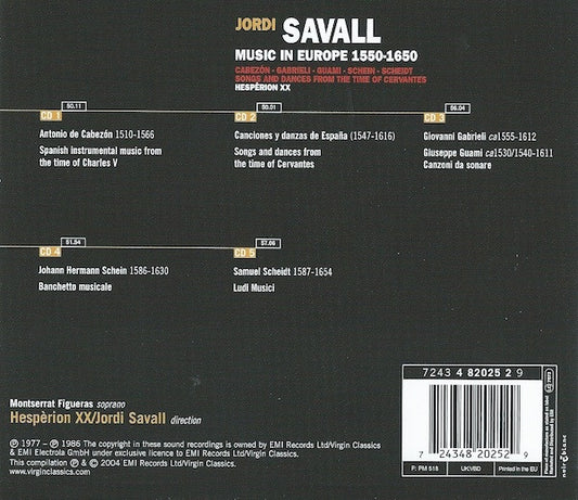 Jordi Savall, Hespèrion XX : Music In Europe 1550-1650 (5xCD, RP + Box, Comp)
