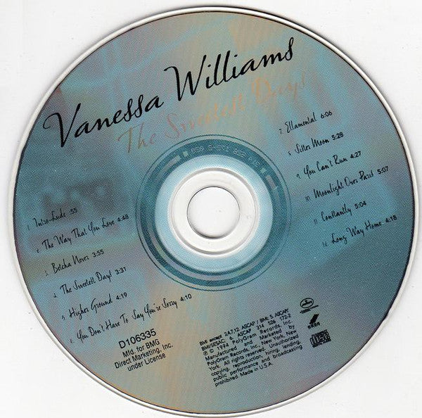 Vanessa Williams : The Sweetest Days (CD, Album, Club)