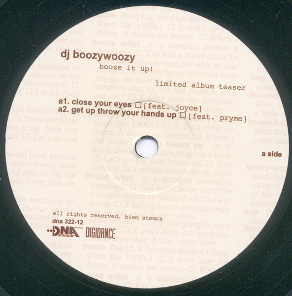 DJ BoozyWoozy : Booze It Up (12", Ltd, Smplr)