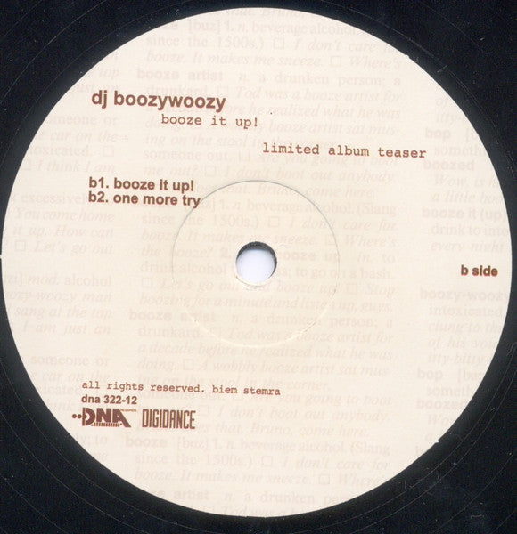 DJ BoozyWoozy : Booze It Up (12", Ltd, Smplr)
