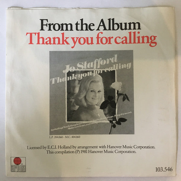 Jo Stafford : Thank You For Calling / Shrimp Boats (7", Single, RE)