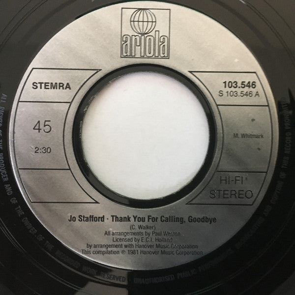Jo Stafford : Thank You For Calling / Shrimp Boats (7", Single, RE)