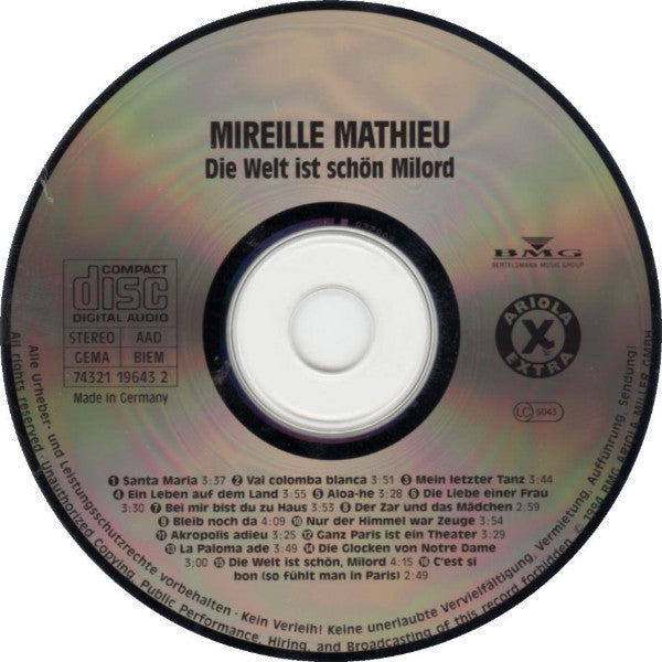 Mireille Mathieu : Die Welt Ist Schön Milord (CD, Comp)