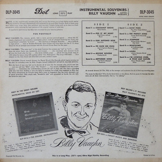 Billy Vaughn And His Orchestra : Instrumental Souvenirs (LP, Album, Mono)