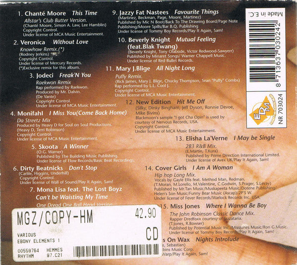 Various : Ebony Elements 1 (CD, Comp, Mixed)