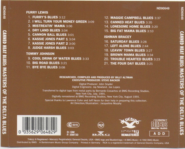 Various : Canned Heat Blues: Masters Of The Delta Blues (CD, Comp)