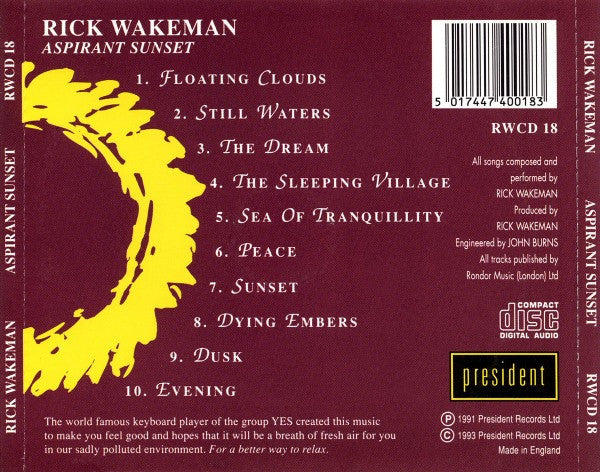 Rick Wakeman : Aspirant Sunset (CD, Album, RE)
