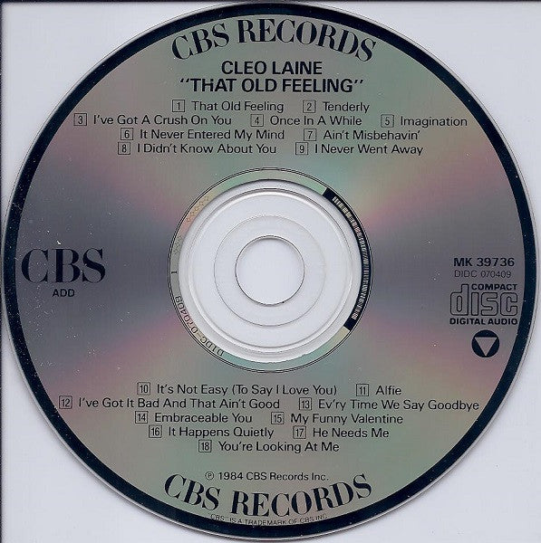 Cleo Laine : That Old Feeling (CD, Album, RE)