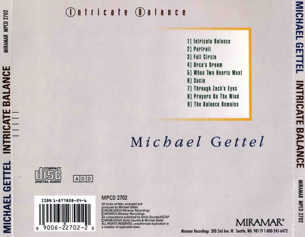 Michael Gettel : Intricate Balance (CD, Album)