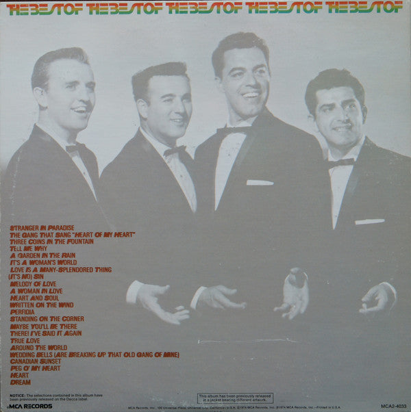 The Four Aces : The Best Of The Four Aces (2xLP, Comp)