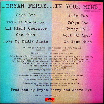 Bryan Ferry : In Your Mind (LP, Album)