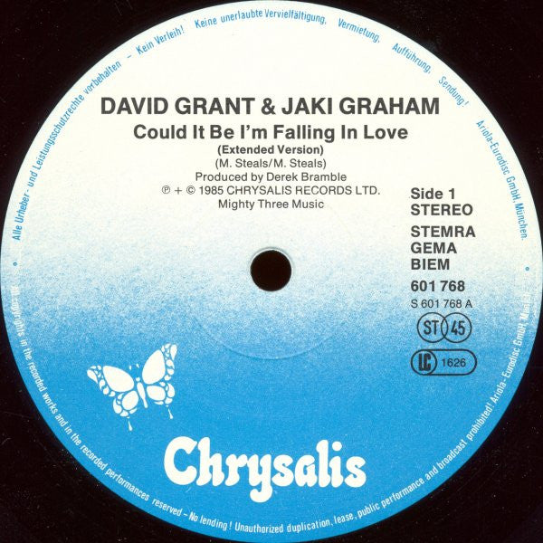 David Grant & Jaki Graham : Could It Be I'm Falling In Love (12", Maxi)