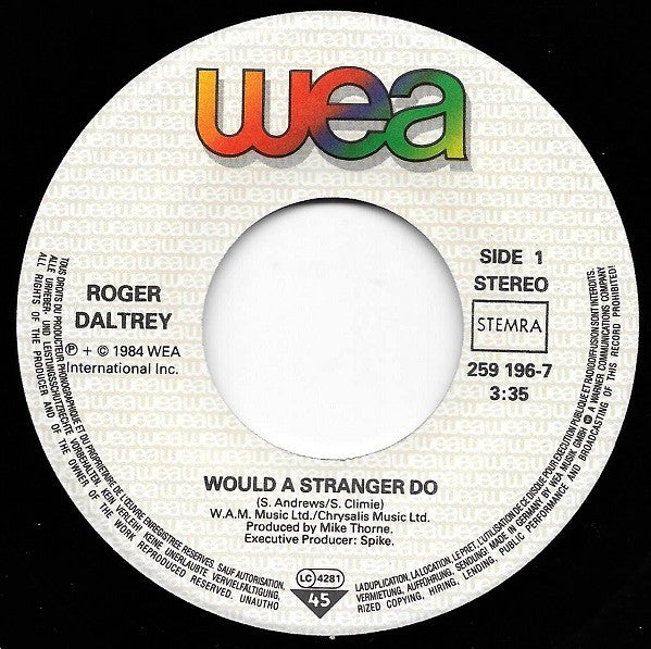 Roger Daltrey : Would A Stranger Do (7", Single)