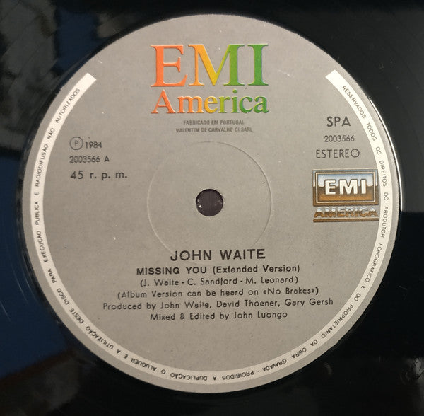 John Waite : Missing You (12", Maxi)