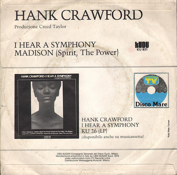 Hank Crawford : I Hear A Symphony (7")