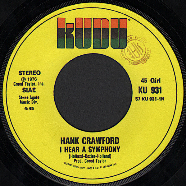 Hank Crawford : I Hear A Symphony (7")