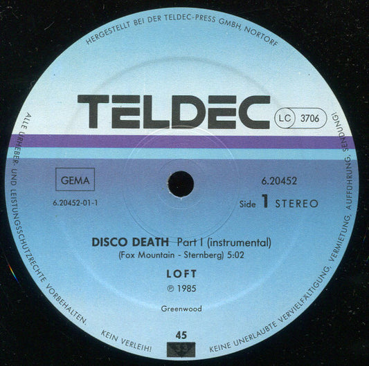 Loft (2) : Disco Death (12", Maxi)