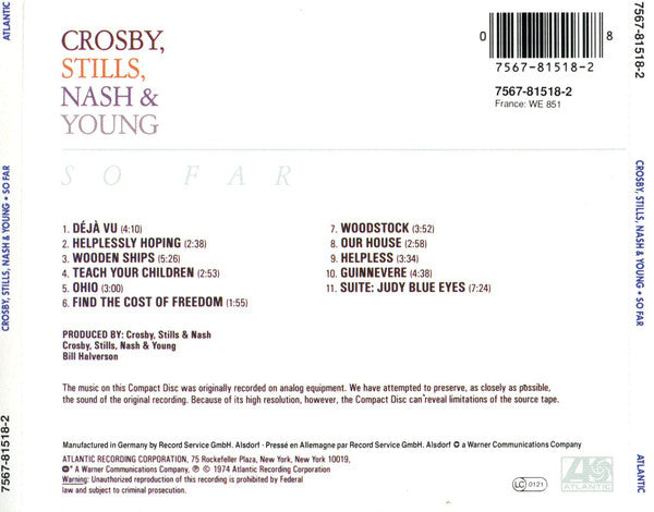 Crosby, Stills, Nash & Young : So Far (CD, Comp)