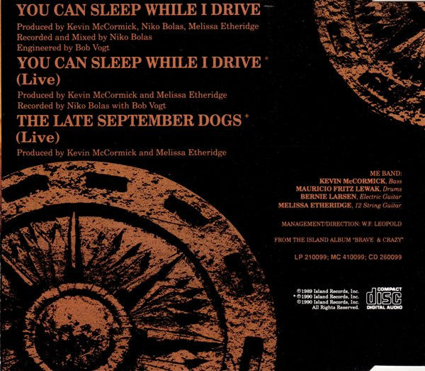 Melissa Etheridge : You Can Sleep While I Drive (CD, Maxi)