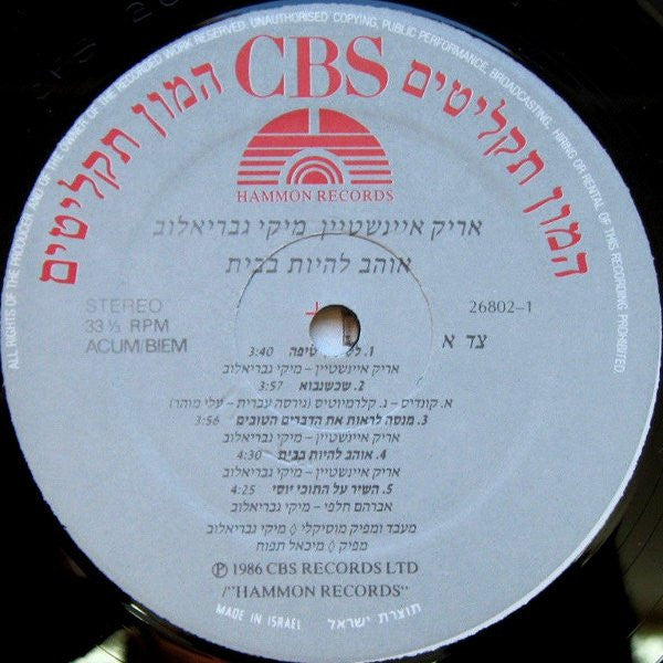 Arik Einstein, Miki Gavrielov : אוהב להיות בבית = A Home Loving Man (LP, Album)