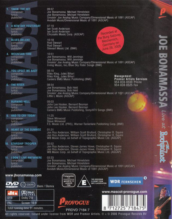 Joe Bonamassa : Live At Rockpalast (DVD-V, PAL)