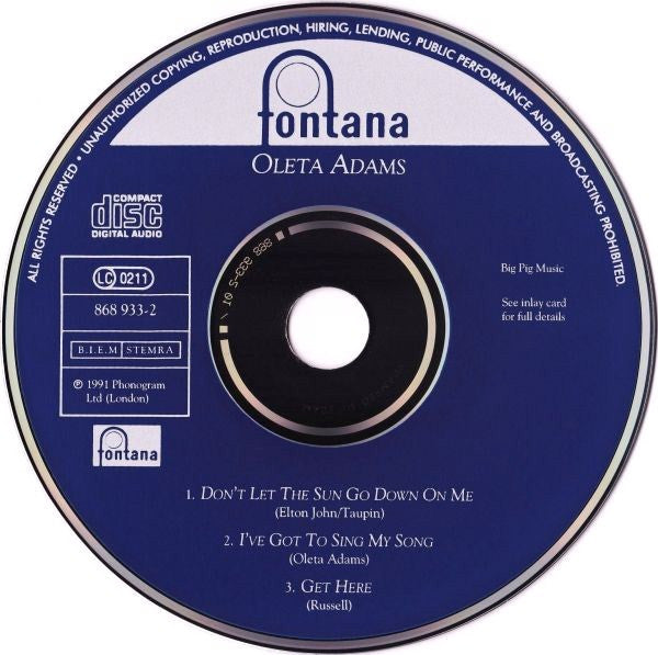 Oleta Adams : Don't Let The Sun Go Down On Me (CD, Single)