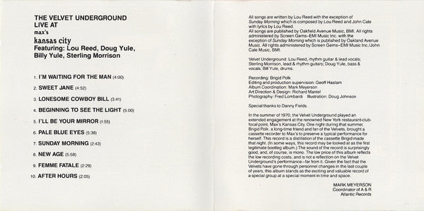 The Velvet Underground : Live At Max's Kansas City (CD, Album, RE, RP)