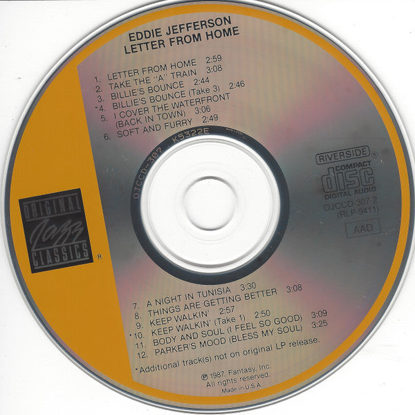 Eddie Jefferson : Letter From Home (CD, Album, RE, RM)