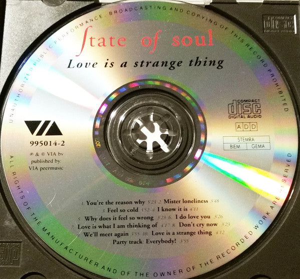 State Of Soul (2) : Love Is A Strange Thing (CD, Album)